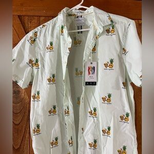 Denim & Flower Pineapple Print Casual Shirt - White